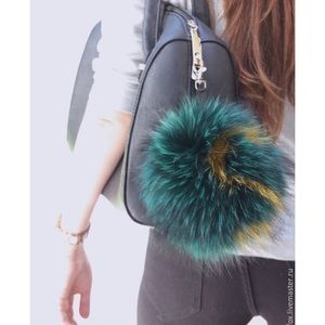 Real fur ball keychain bag charm (big size)